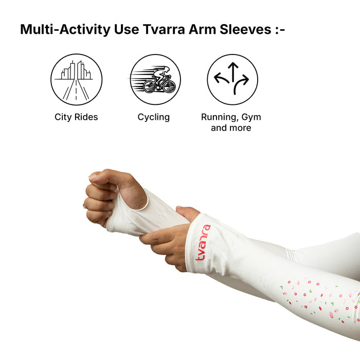 white arm sleeve​ for girls for multi purpose rides