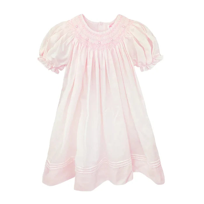 Petit Ami Pink Simple Smocked Daygown