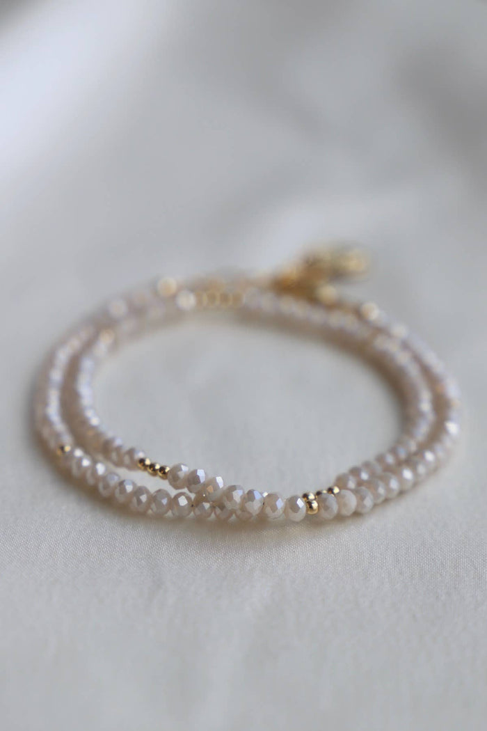 Petite Crystal Double Wrap Bracelet - Alabaster