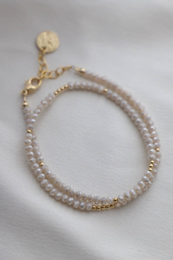 Petite Crystal Double Wrap Bracelet - Alabaster