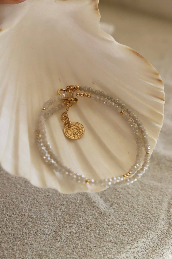 Petite Crystal Double Wrap Bracelet - Alabaster