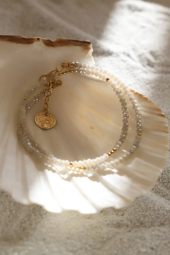 Petite Crystal Double Wrap Bracelet - Alabaster