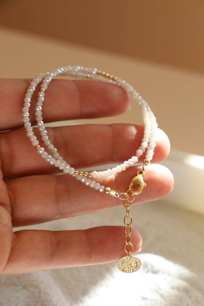 Petite Crystal Double Wrap Bracelet - Alabaster