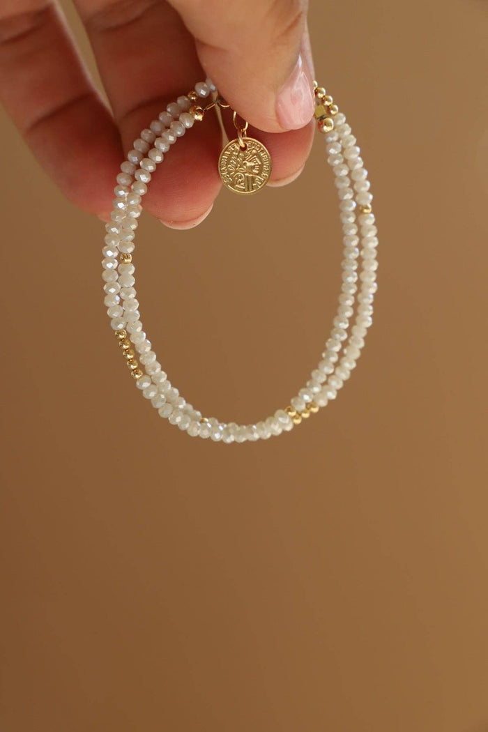 Petite Crystal Double Wrap Bracelet - Alabaster