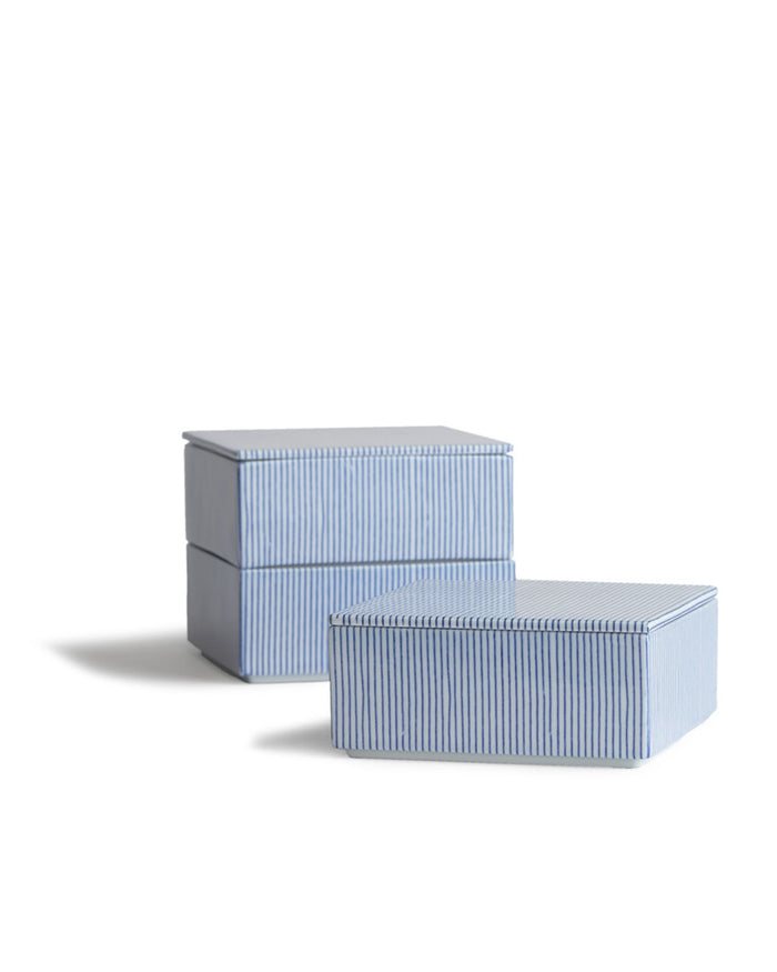 Porcelain Box - Blue Stripe