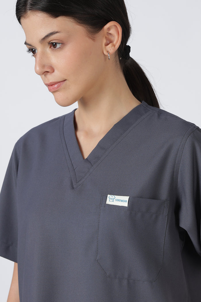 Prime – Women's V-Neck Scrub - 7 Pocket - Steel Grey