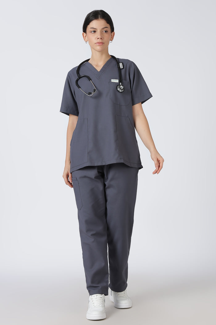 Prime – Women's V-Neck Scrub - 7 Pocket - Steel Grey