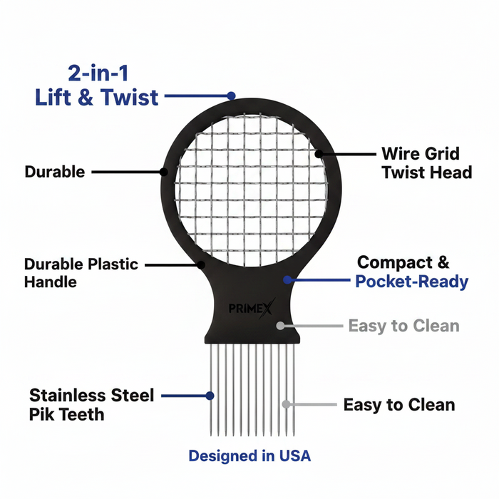 PrimeX Twist & Pik Comb, 1 Count, Black