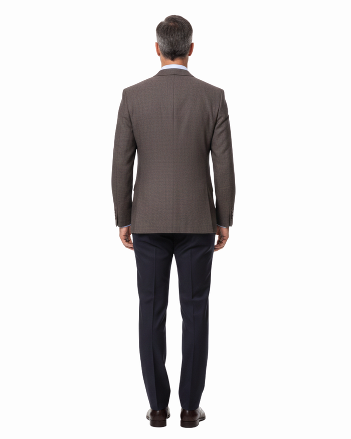 Prontomoda Mens Brown Textured 100% Wool Regular Fit Blazer Sport Coat - The Suit Depot