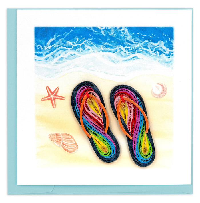 Quilling Card - Quilled Colorful Flip Flops Greeting Card