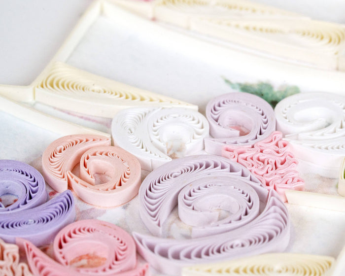 Quilling Card - Quilled Floral Wedding Cake Greeting Card