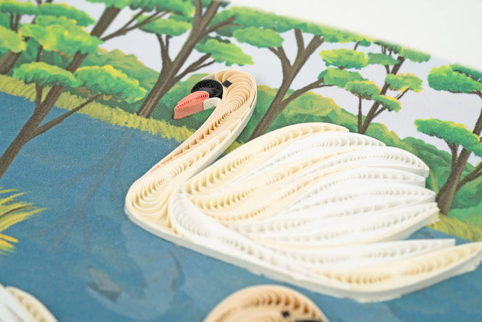 Quilling Card - Quilled Two Swans Greeting Card