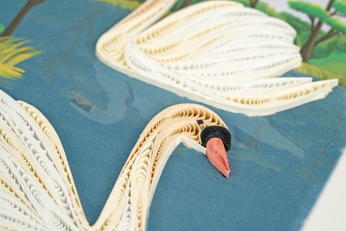 Quilling Card - Quilled Two Swans Greeting Card