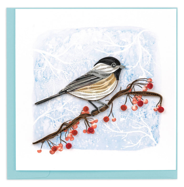 Quilling Card - Quilled Winter Chickadee Greeting Card