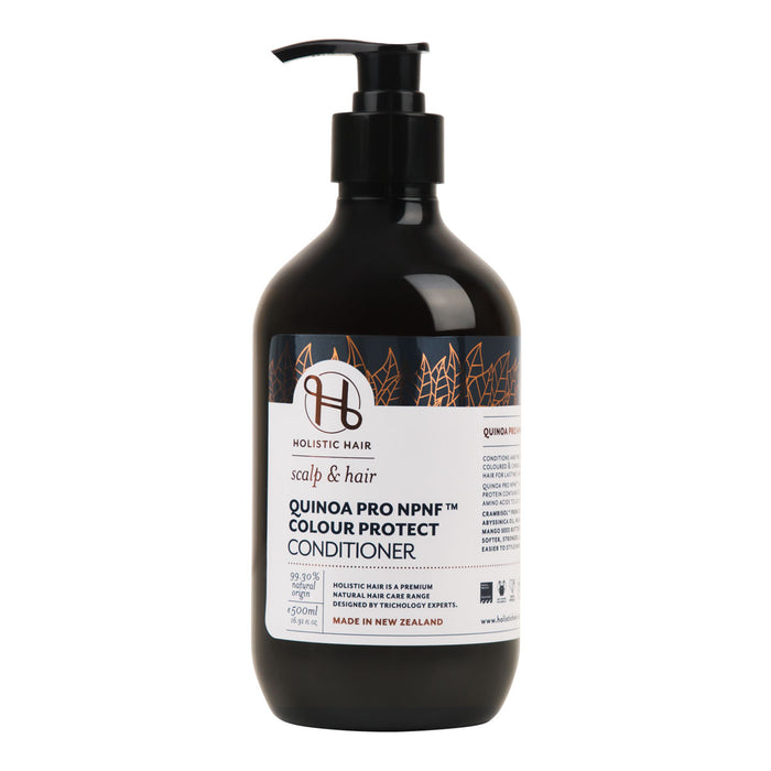 Holistic Hair 500ml pump bottle of Quinoa Pro NPNF Colour Protect Conditioner.