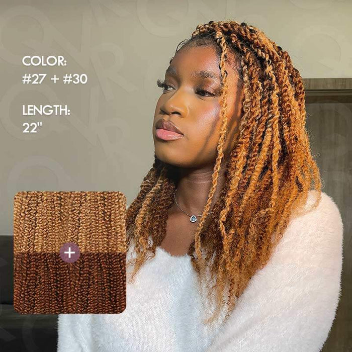 22" honey blonde and auburn brown passion twist braiding hair