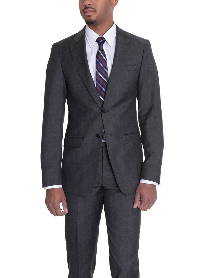 Raphael Mens Charcoal Gray Slim Fit 2 Piece Suit With Peak Lapels - The Suit Depot