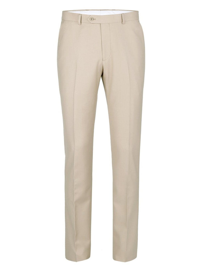 Raphael Mens Classic Fit Solid Tan Flat Front Dress Pants - The Suit Depot