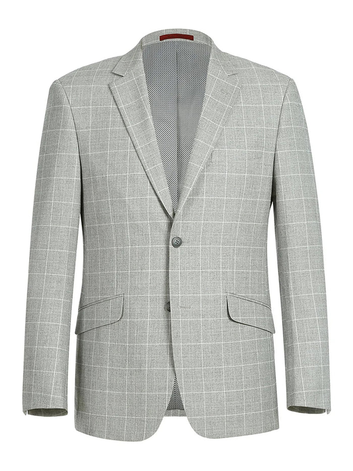 Raphael Mens Gray Check Slim Fit 2 Button Stretch Blazer Sportcoat