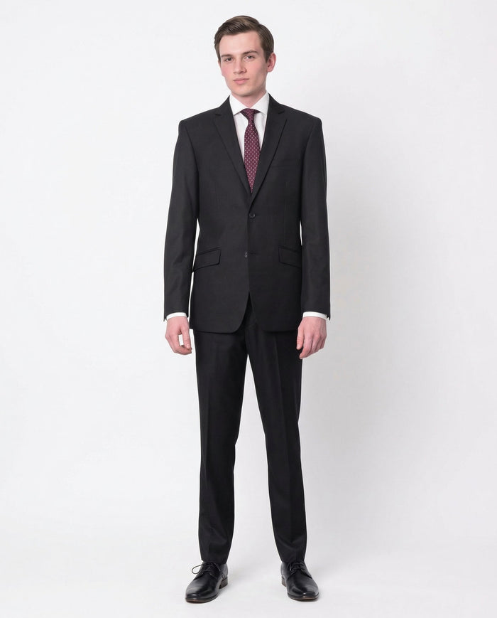 Raphael Mens Solid Black Slim Fit 2 Button Suit