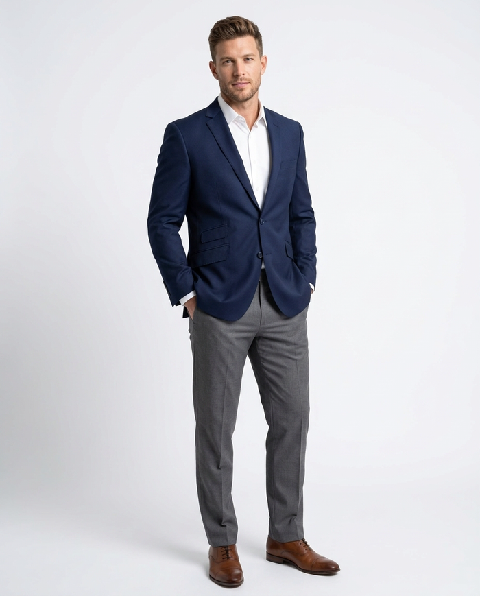Raphael Mens Solid Blue Regular Fit Blazer Sportcoat