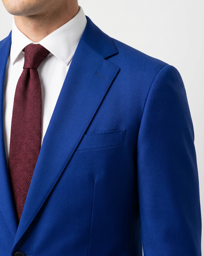 Raphael Mens Solid French Blue Slim Fit Peak Lapel 2-Button Suit