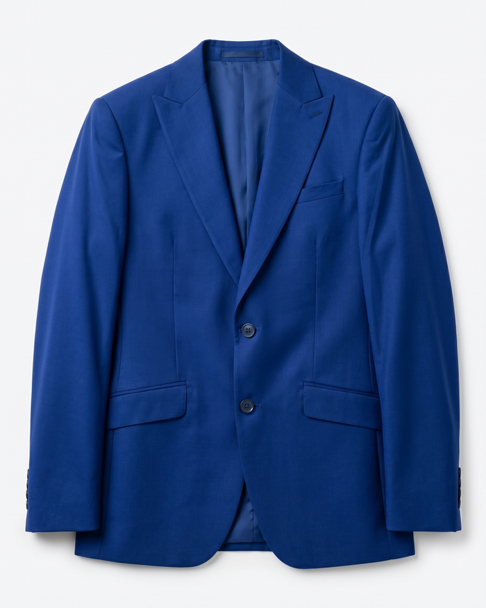 Raphael Mens Solid French Blue Slim Fit Peak Lapel 2-Button Suit