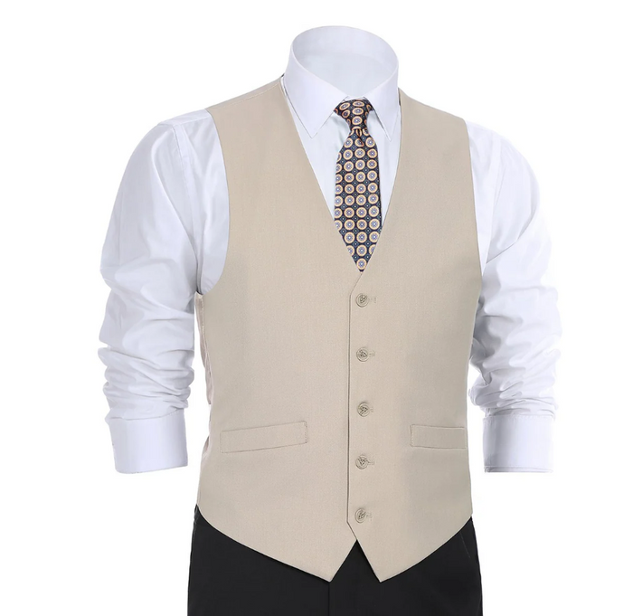 Raphael Mens Solid Tan Classic Fit Vest - The Suit Depot