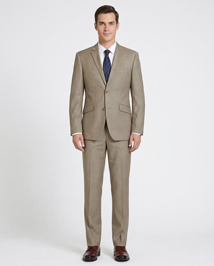 Raphael Mens Solid Taupe Brown Regular Fit 2 Piece Suit