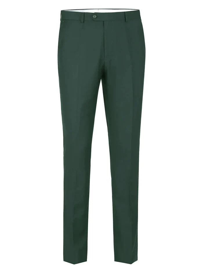 Raphael Men's Washable Flat Front Slim Fit Hunter Green Dress Pants - The Suit Depot