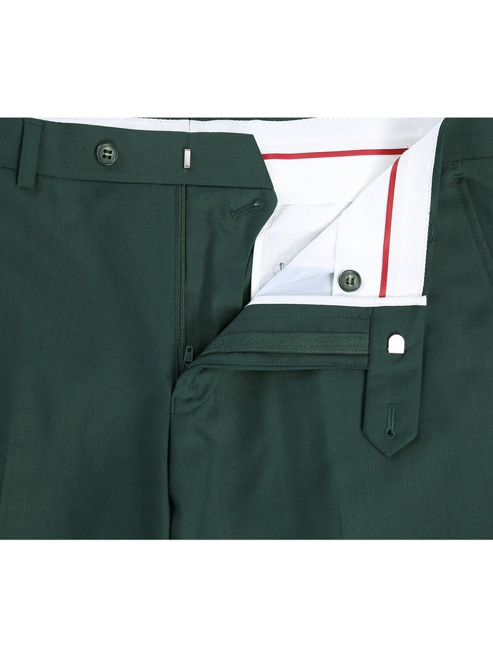 Raphael Men's Washable Flat Front Slim Fit Hunter Green Dress Pants - The Suit Depot