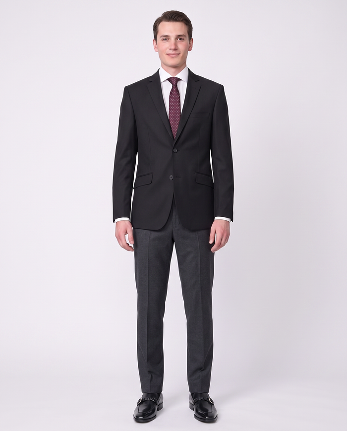 Raphael Slim Fit Solid Black Two Button Blazer Sportcoat