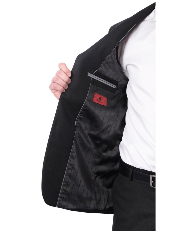 Raphael BLAZERS Raphael Slim Fit Solid Black Two Button Blazer Sportcoat