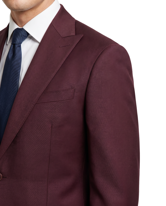 Raphael Solid Burgundy Slim Fit Peak Lapels 2-Button Suit - The Suit Depot