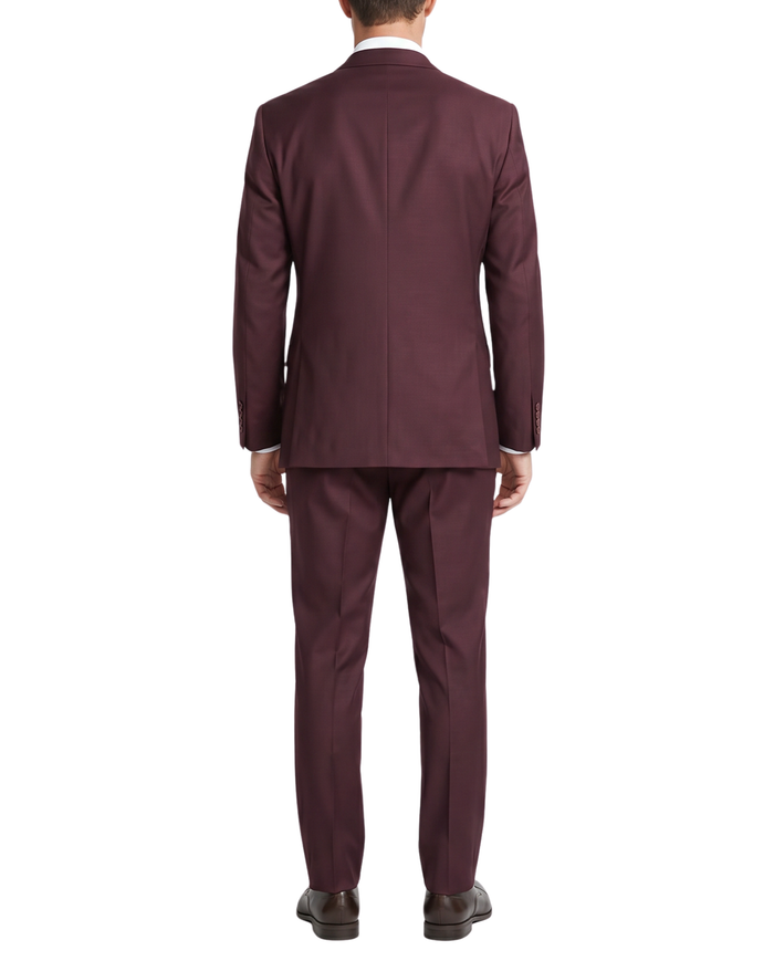 Raphael Solid Burgundy Slim Fit Peak Lapels 2-Button Suit - The Suit Depot