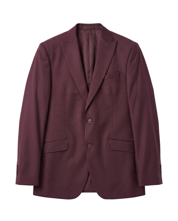 Raphael Solid Burgundy Slim Fit Peak Lapels 2-Button Suit - The Suit Depot