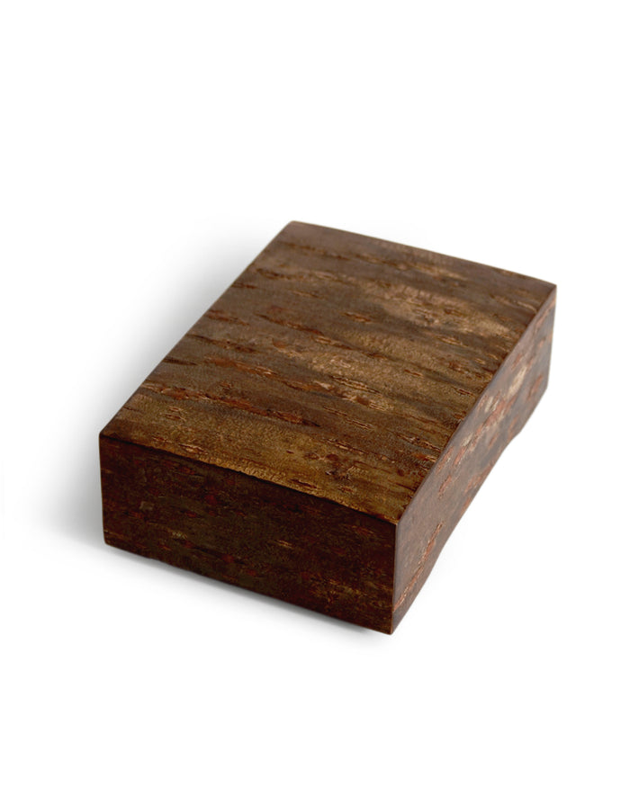 Rectangular raw wooden box by Denshiro on a white background