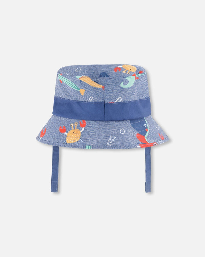 Recycled Polyester Beach Hat Blue Marine Animal Print-2