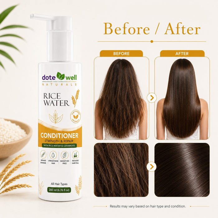 Rice Water Conditioner for Hair Strengthening & Deep Nourishment | Frizz Control for Dry & Damaged Hair | 200ml