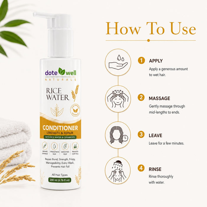 Rice Water Conditioner for Hair Strengthening & Deep Nourishment | Frizz Control for Dry & Damaged Hair | 200ml