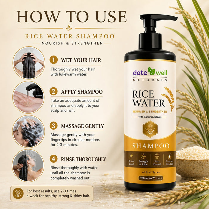 Rice Water Shampoo for Hair Growth & Hair Strengthening | Scalp Nourishment for Dry & Damaged Hair | 200ml