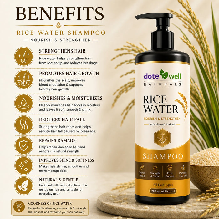 Rice Water Shampoo for Hair Growth & Hair Strengthening | Scalp Nourishment for Dry & Damaged Hair | 200ml