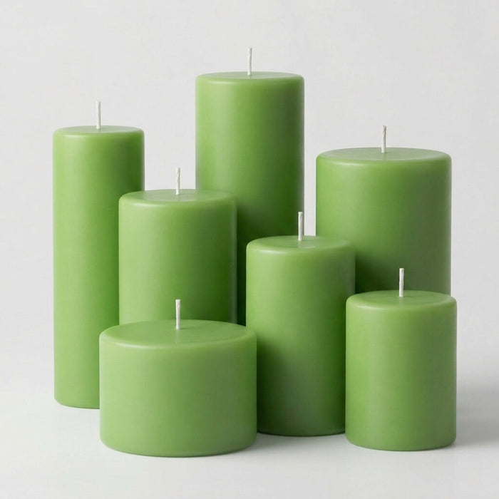 Richland Pillar Candles 3"x9" Green Set of 24