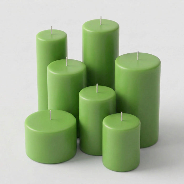 Richland Pillar Candles 3"x9" Green Set of 24