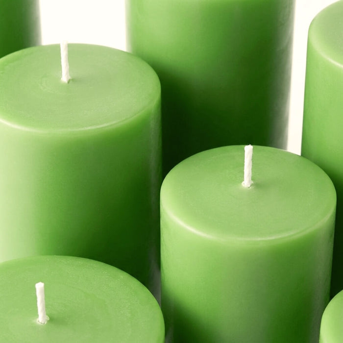 Richland Pillar Candles 3"x9" Green Set of 24