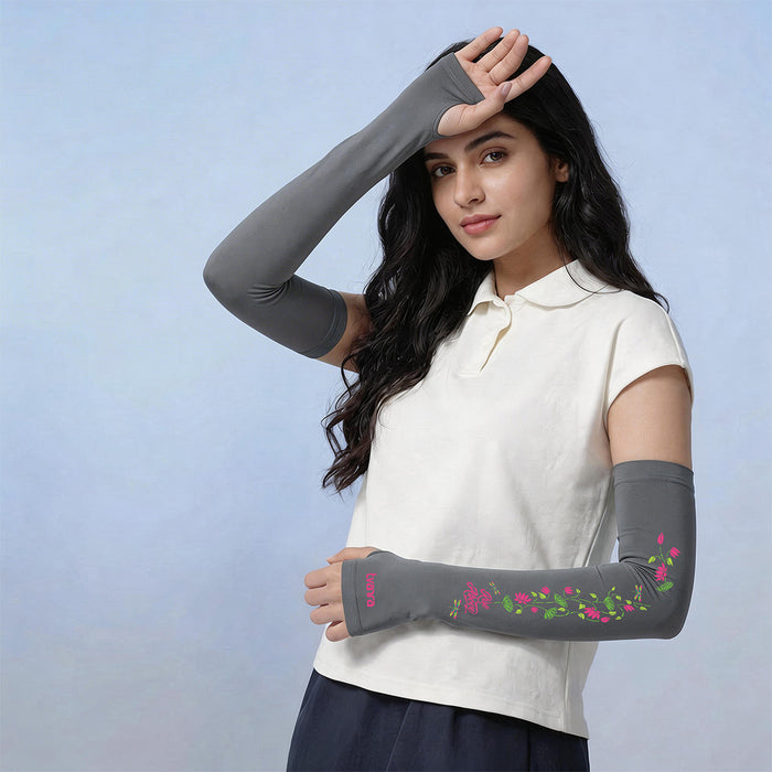 Rise Above Arm Sleeves for Women - Grey