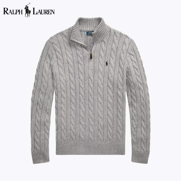 RL Chunky Cable-Knit Cotton Quarter-Zip Sweater