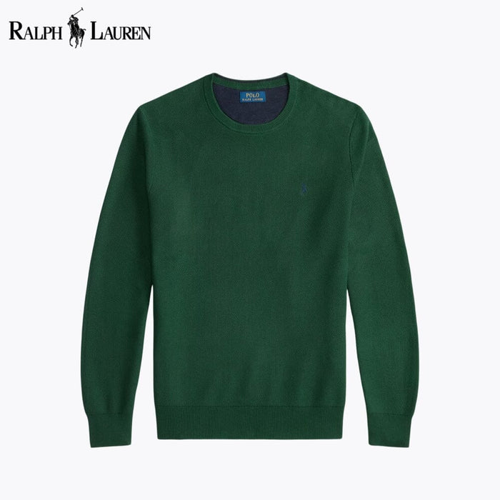 RL Mesh-Knit Cotton Crewneck Sweater