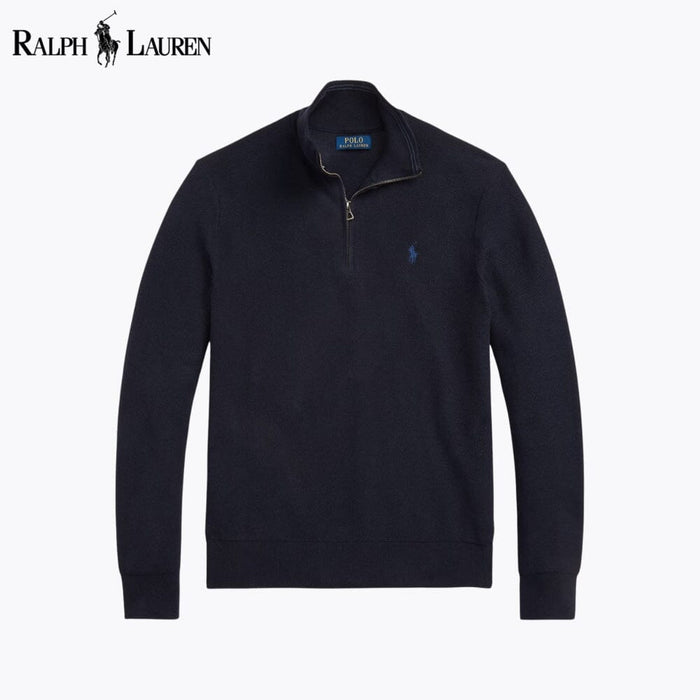 RL Mesh-Knit Cotton Quarter-Zip Sweater