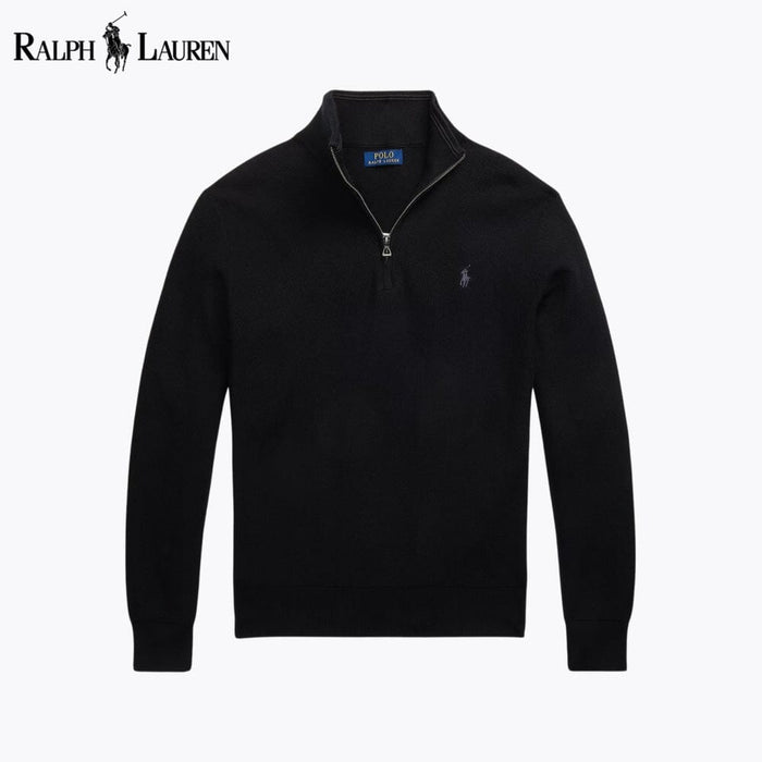 RL Mesh-Knit Cotton Quarter-Zip Sweater
